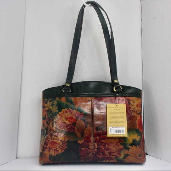 Patricia Nash poppy leather tote shoulder bag spring multi dark green - Picture 9 of 13